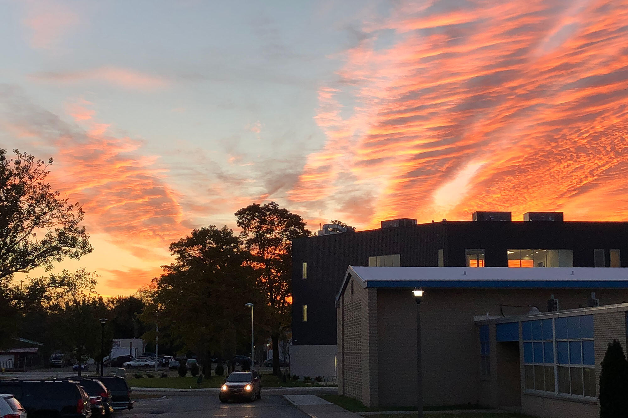 photo of school during sunrise